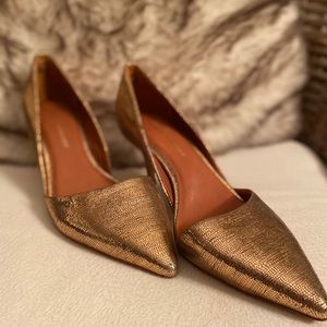 (Rebecca Minkoff) gold foil heels 8.5